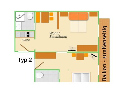 Apartment Ap. Type 2, 2-Raum, 2 Bäder, Balkon Straßenseite - Features photo 16
