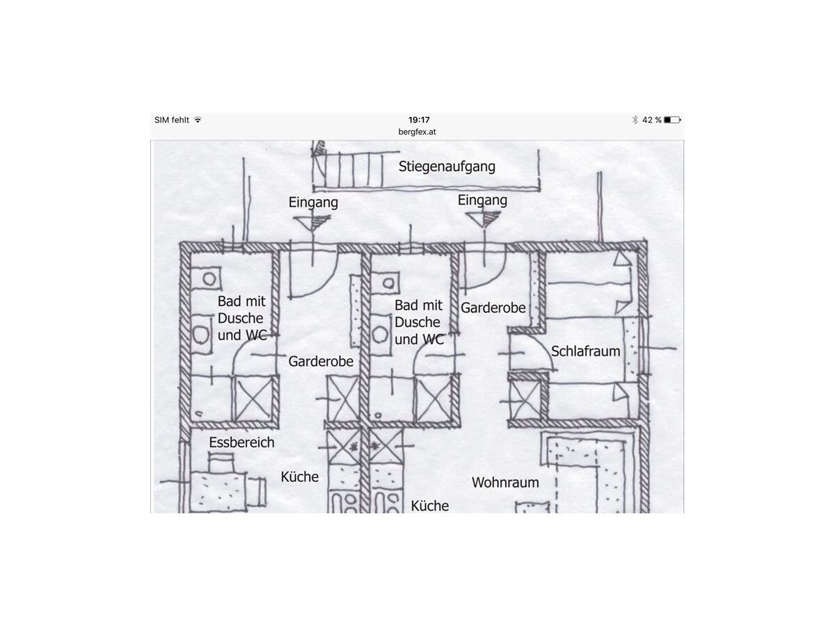 Apartment App. Ursula/Wohn-Schlafraum/Dusche & WC