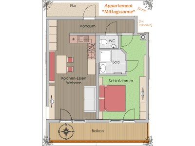 Apartment Ferienwohnung "Mittagssonne", DU/WC, 1 Schlafraum - Features photo 77