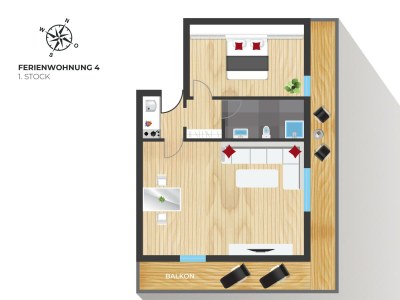 Apartment Apartment - 1 Schlafraum  DU/WC  "Typ 4" - Features photo 9