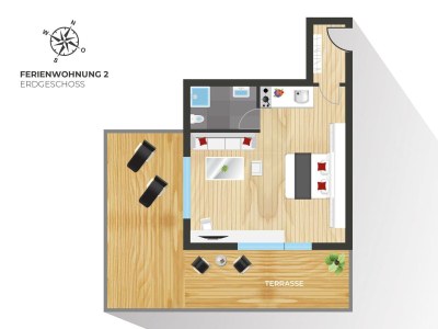 Apartment Apartment - Wohn-Schlafraum  DU/WC  "Typ 2" - Features photo 10