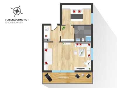 Apartment Apartment -1 Schlafraum  DU/WC  "Typ 1" - Features photo 10