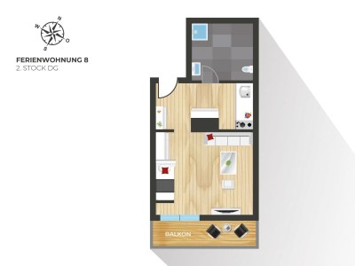 Apartment Apartment - Wohn-Schlafraum  DU/WC  "Typ 8" - Features photo 11