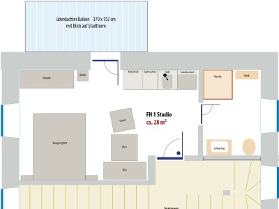 Apartment Studio-Apartment mit Balkon - Features photo 38