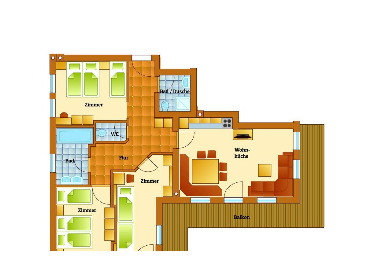 Apartment Deluxe Apartment mit 3 Schlafzimmer und Südbalkon