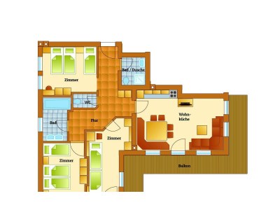 Apartment Deluxe Apartment mit 3 Schlafzimmer und Südbalkon in Alpbach - Apartment