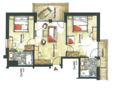 Holiday room TURMSUITE, Dusche, WC, 2 Schlafräume - Features photo 12