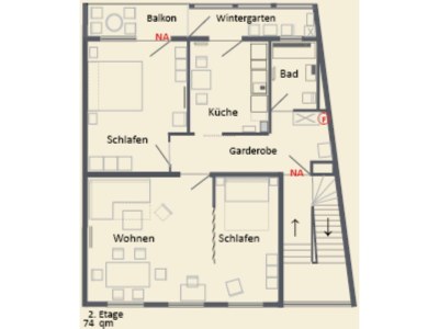 Apartment Appartement/Fewo, Dusche und Bad, WC, 2. Schlafraum - Outdoor photo 2