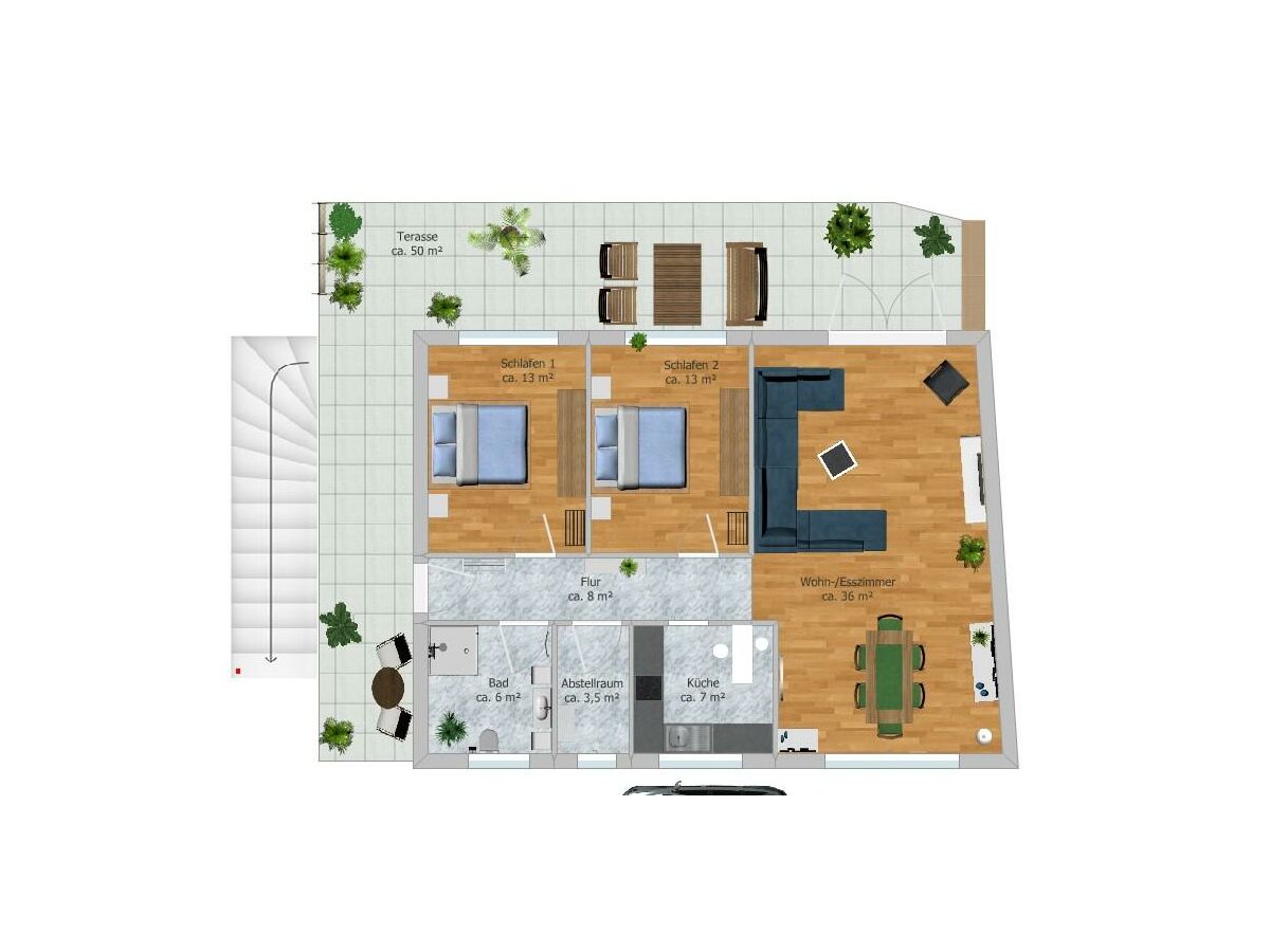 Apartment Ferienhaus, Dusche, WC, 2 Schlafräume - Outdoor photo 4