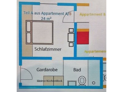 Apartment Zweibettzimmer, Dusche/WC, Küchenblock, neuwertig - Features photo 53