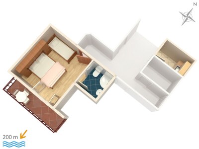 Apartment Studio flat with balcony and sea view Brela, Makarska AS-6895-b - Outdoor photo 19